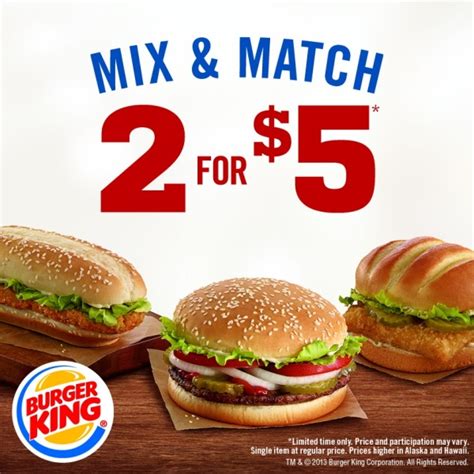 burger king two for $ 5