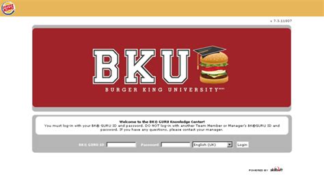 burger king university my account