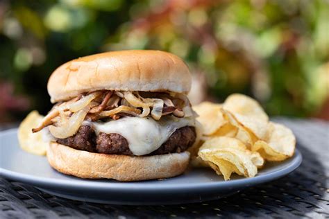 burger with swiss cheese mushrooms onions