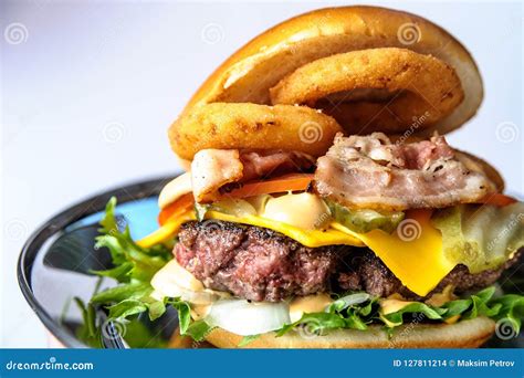 Image of a burger with various toppings