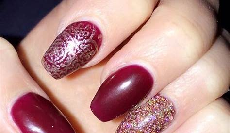 Burgundy Glitter Nails & Burgundy Shoes: Glittery Fusion