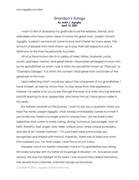 Burial Eulogy Sample