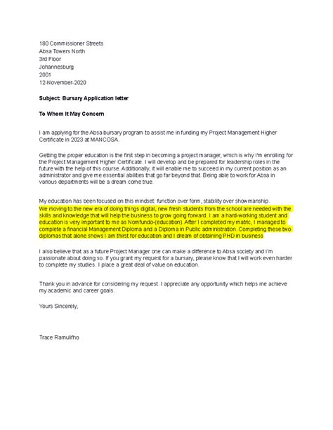 Example Of Motivational Letter For Bursary / 13+ Motivation Letter For