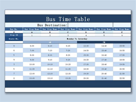 bus time schedule