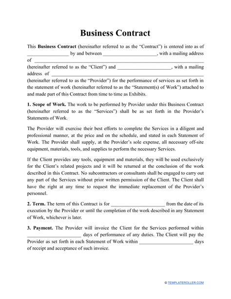business contract template pdf