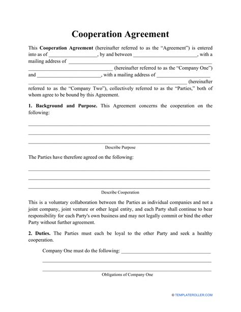 business cooperation agreement template