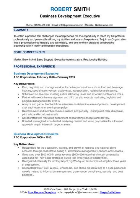 Resume Format For Business Development Executive For