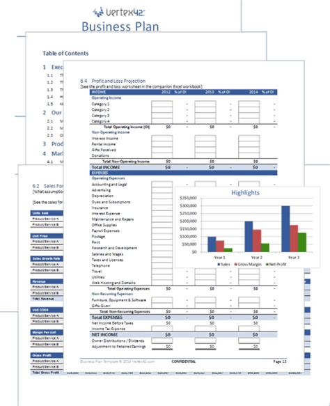business plan excel template download