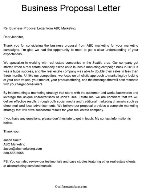 Business Proposal Letter Writing Templates at