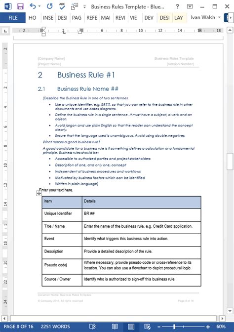 business rules template word