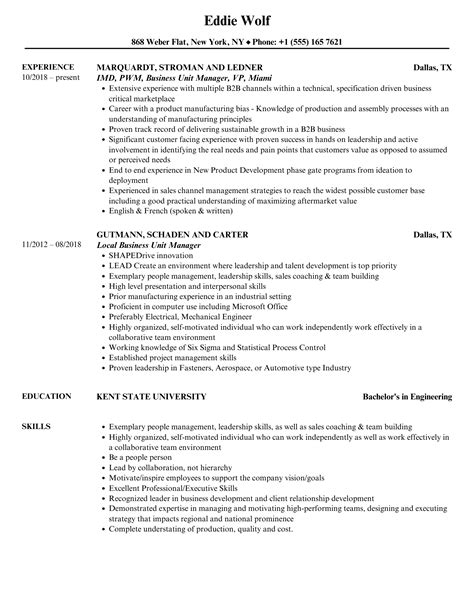 Business Unit Manager Resume Examples and Tips Zippia