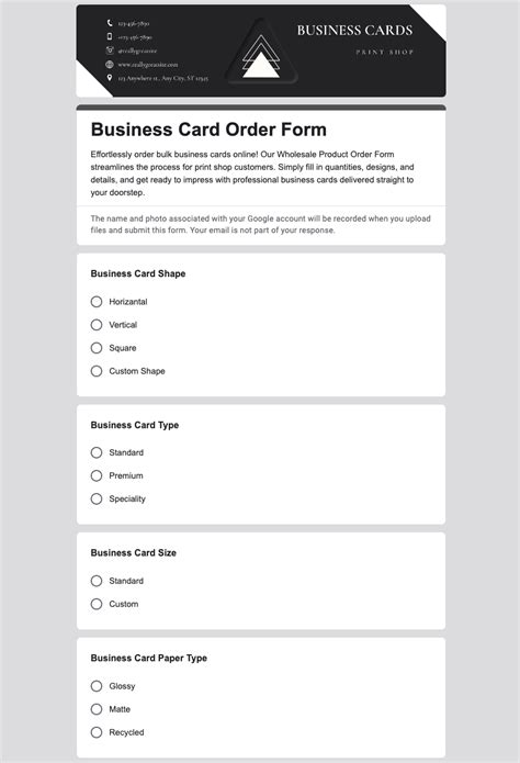 Business Cards Order