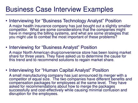 Business Case Example For Interview