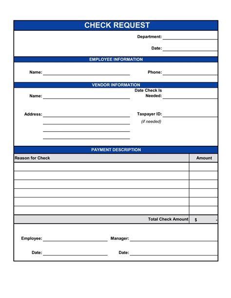 business check request form template