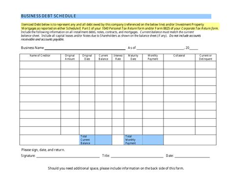 Business Debt Schedule Template Excel Darrin Kenney's Templates
