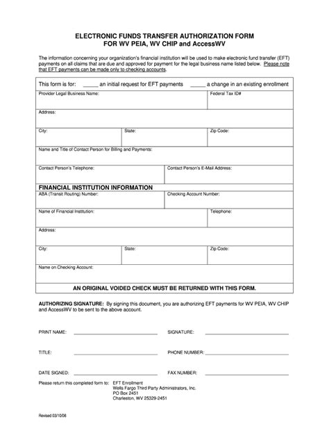 business eft payment form template