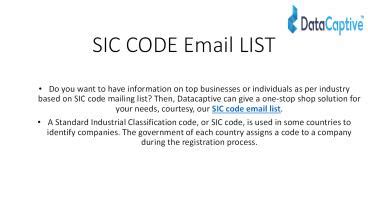 business email lists by sic code