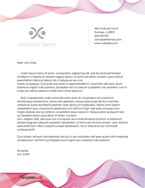 business letter with letterhead template