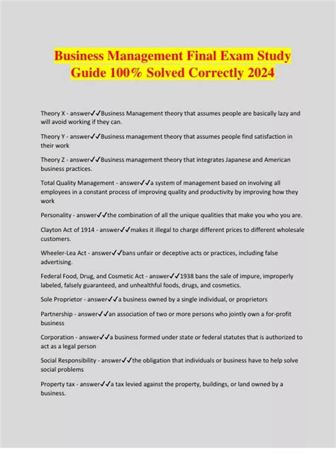 business management final exam study guide