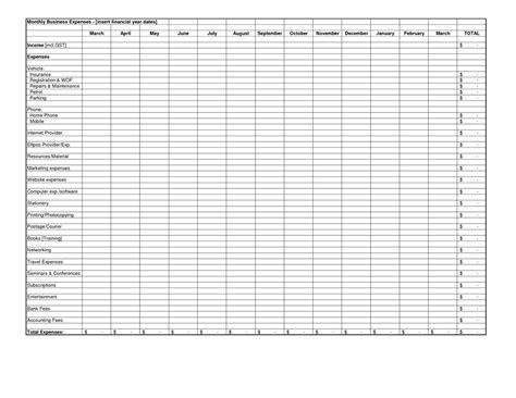 Business Monthly Expense Sheet Free Printable