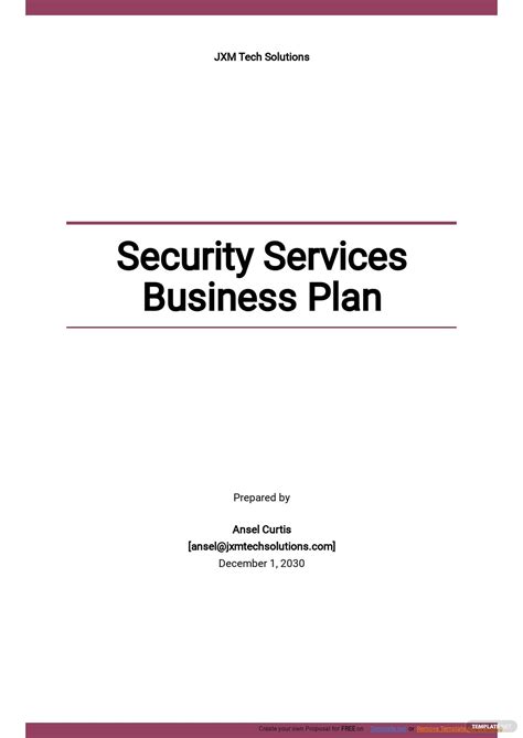 business plan for a security service company