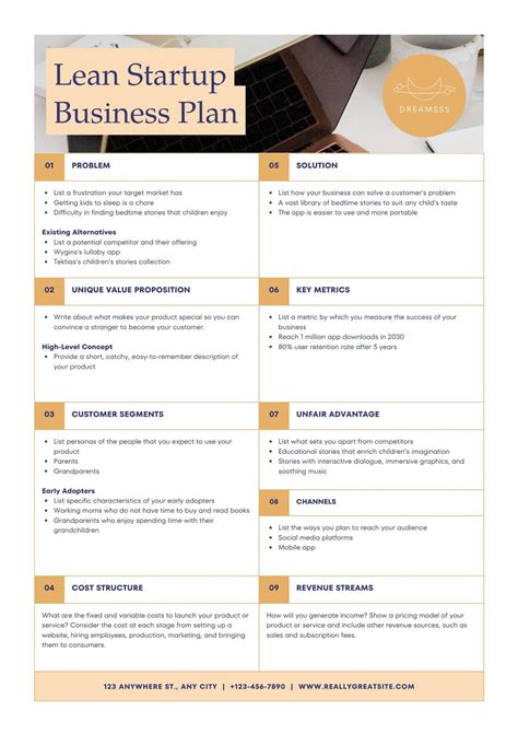 business plan template for website startup