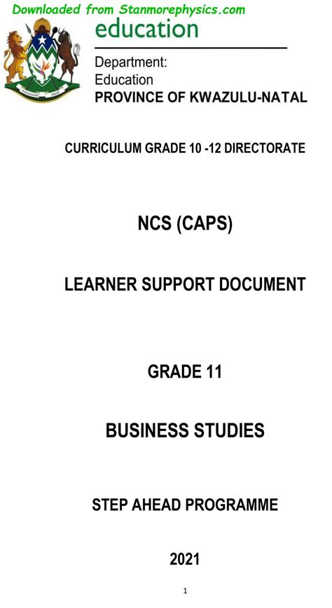 business studies grade 11 paper 1 2021