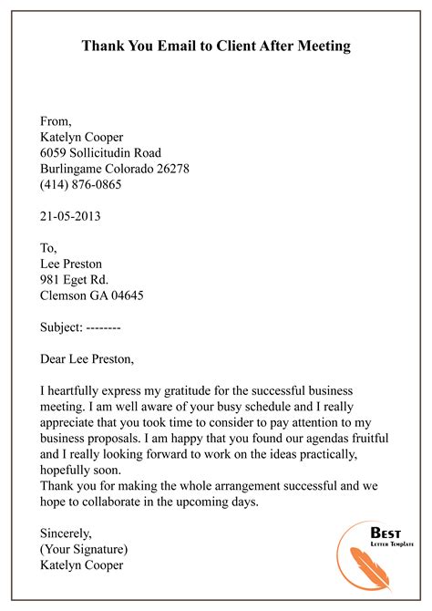 business thank you email template
