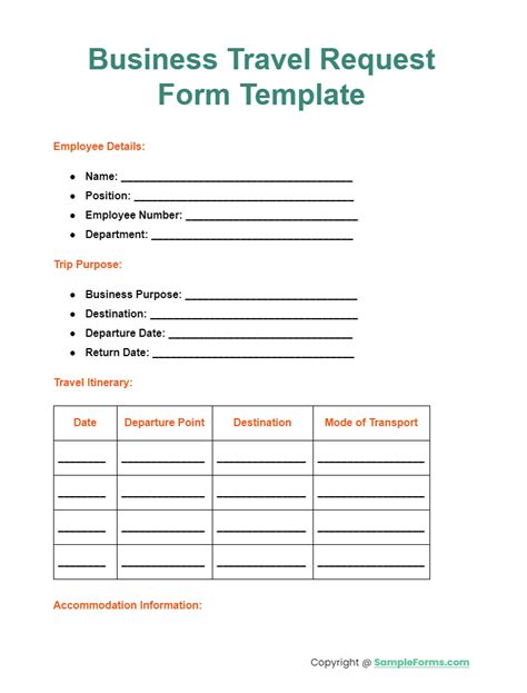 business trip request form template