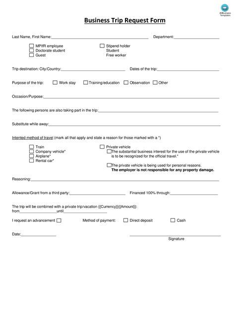 Business Trip Request Template