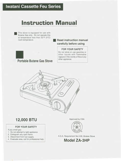 Butane Stove Instructions