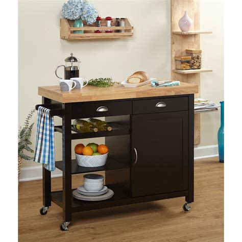 Butcher Block Rolling Kitchen Island