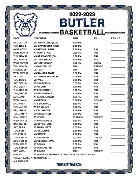 butler basketball schedule 2023-24