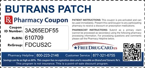 Butrans Patch Coupon Free Prescription Savings at Pharmacies Nationwide