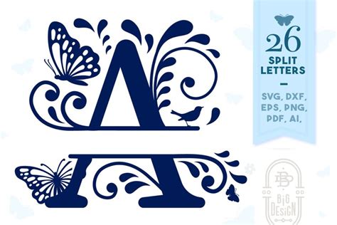 Download butterflies-split-monogram-alphabet-set SVG