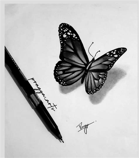 butterfly drawing 3d