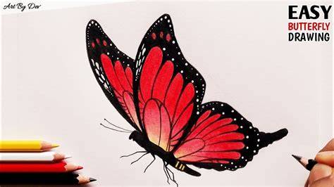 butterfly drawing red
