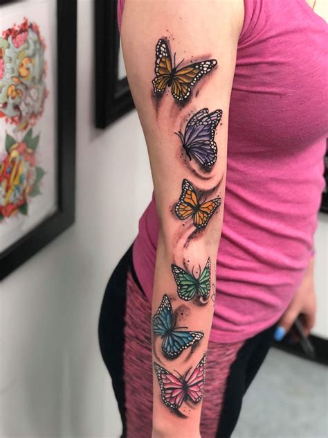Cool Butterfly With Crosses 3D Tattoos Designs Ideas