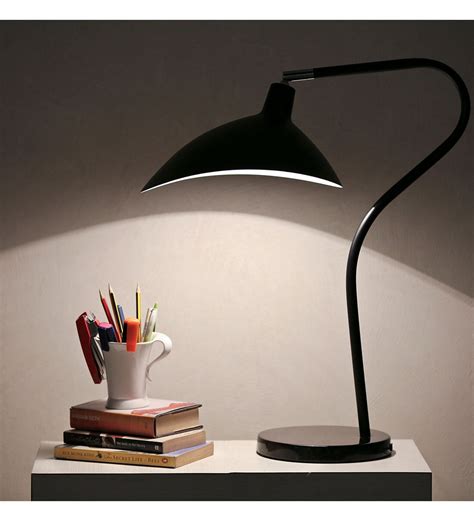 Buy Black Iron Shade Study Lamp with Black Base by Tu Casa Online