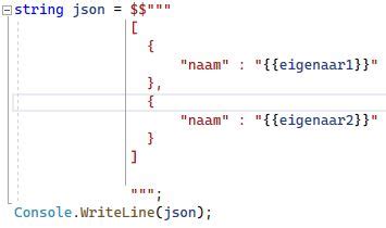 C# String Literal Json
