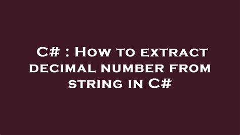 c# string to decimal