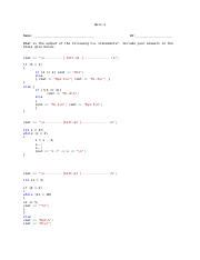 C++ If Else Printable Quiz