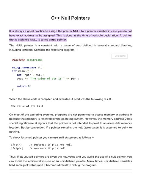 C++ Is Null Equal To 0
