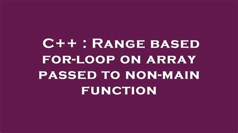 C++ Range In Array
