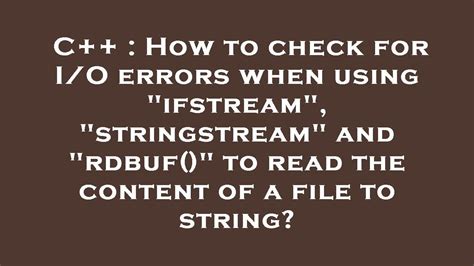 C++ Stringstream Error Checking