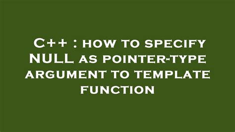 C++ Template Null Type
