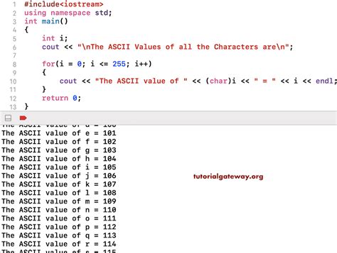 C++ Write A Program To Print Only Printable Ascii Characters