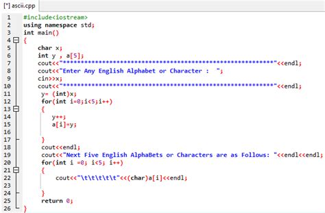 C++ Write A Program To Print Printable Ascii Characters