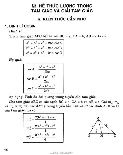 các công thức hệ thức lượng