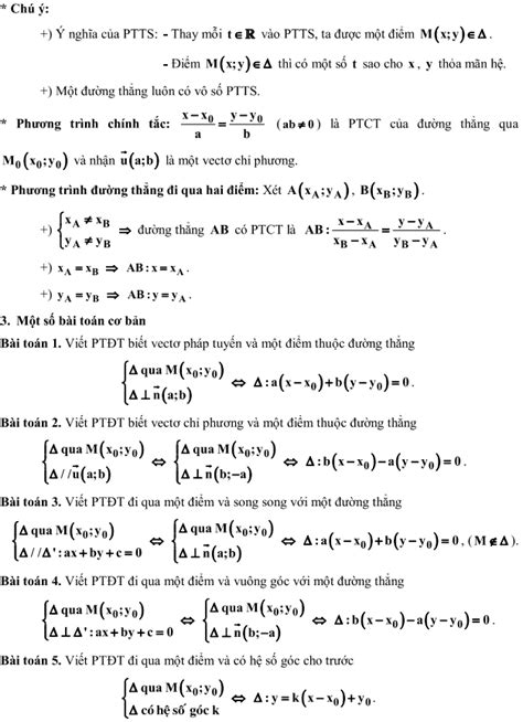 các dạng phương trình đường thẳng